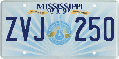 MS license plate ZVJ250
