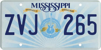 MS license plate ZVJ265