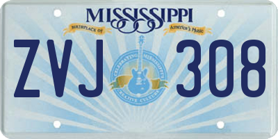 MS license plate ZVJ308