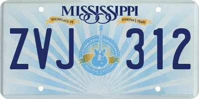 MS license plate ZVJ312