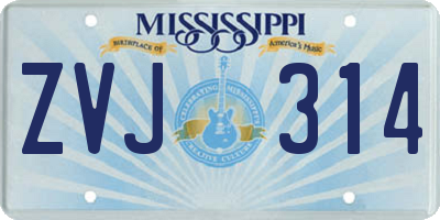 MS license plate ZVJ314
