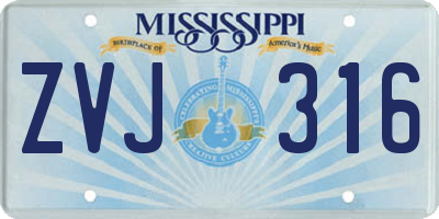MS license plate ZVJ316