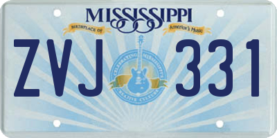 MS license plate ZVJ331