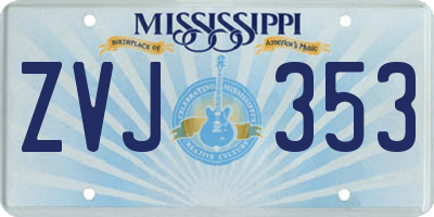 MS license plate ZVJ353