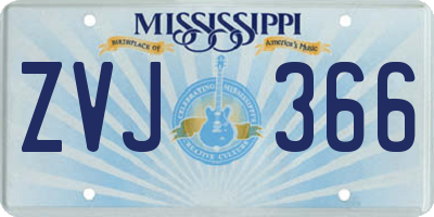 MS license plate ZVJ366