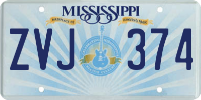 MS license plate ZVJ374