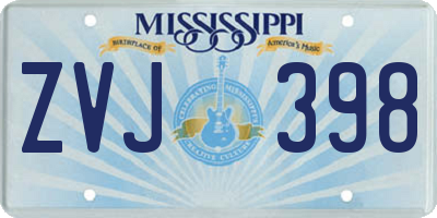 MS license plate ZVJ398