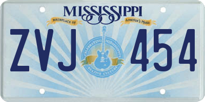 MS license plate ZVJ454