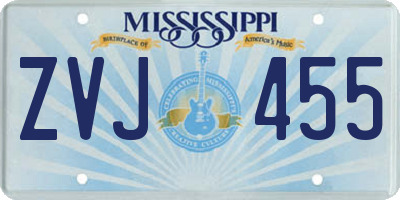 MS license plate ZVJ455