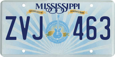 MS license plate ZVJ463
