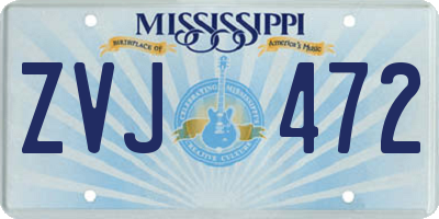 MS license plate ZVJ472