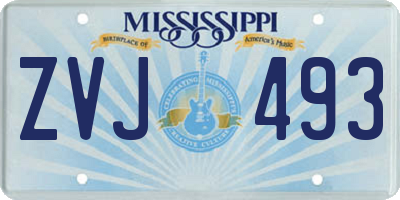 MS license plate ZVJ493