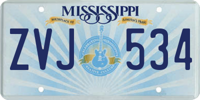 MS license plate ZVJ534