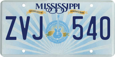 MS license plate ZVJ540
