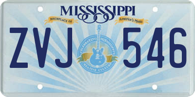 MS license plate ZVJ546