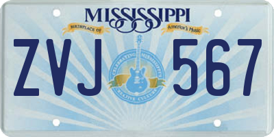 MS license plate ZVJ567