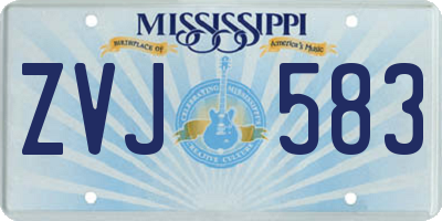MS license plate ZVJ583