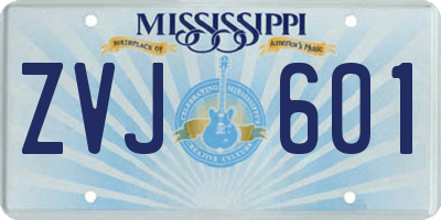 MS license plate ZVJ601