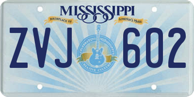 MS license plate ZVJ602