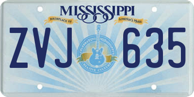 MS license plate ZVJ635