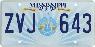MS license plate ZVJ643