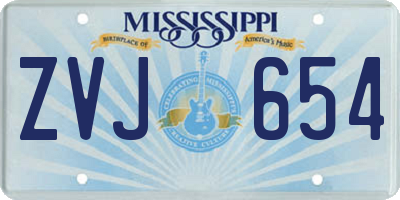 MS license plate ZVJ654