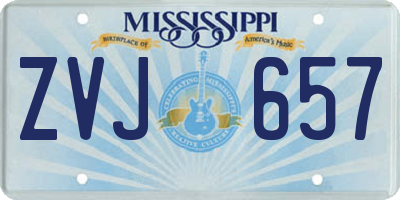 MS license plate ZVJ657