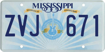 MS license plate ZVJ671