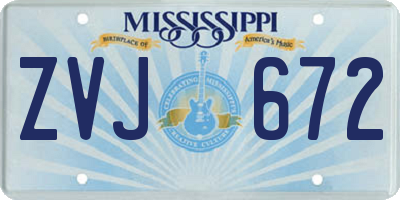 MS license plate ZVJ672