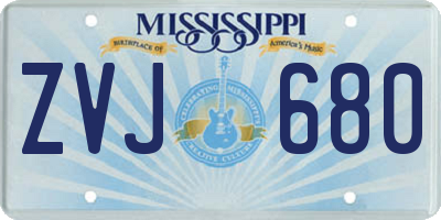 MS license plate ZVJ680
