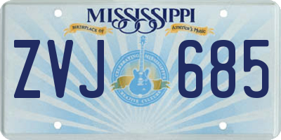 MS license plate ZVJ685