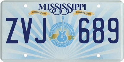 MS license plate ZVJ689