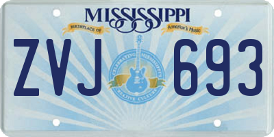 MS license plate ZVJ693
