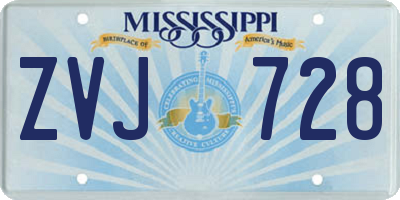 MS license plate ZVJ728