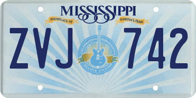 MS license plate ZVJ742