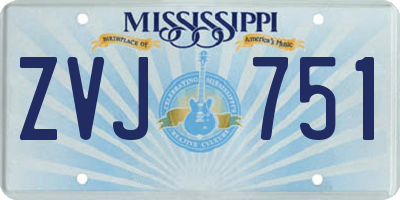 MS license plate ZVJ751