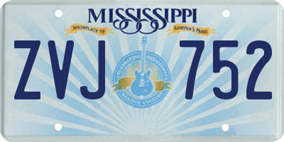 MS license plate ZVJ752