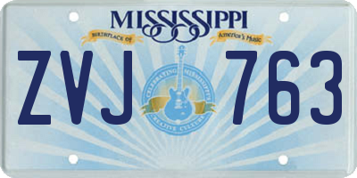 MS license plate ZVJ763