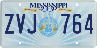 MS license plate ZVJ764