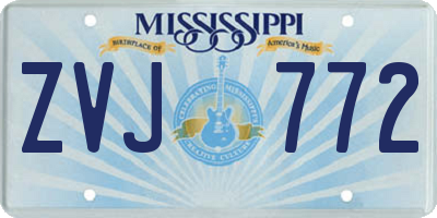 MS license plate ZVJ772