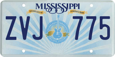 MS license plate ZVJ775