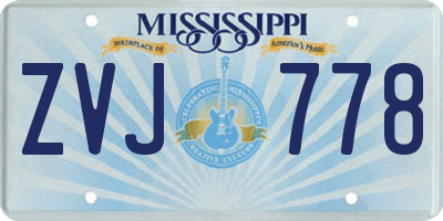 MS license plate ZVJ778
