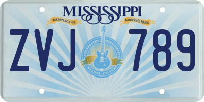 MS license plate ZVJ789