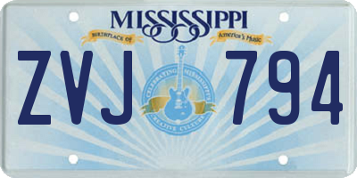 MS license plate ZVJ794