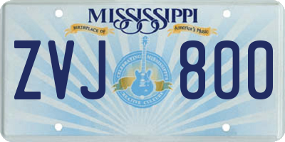 MS license plate ZVJ800