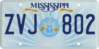 MS license plate ZVJ802