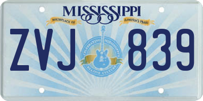 MS license plate ZVJ839