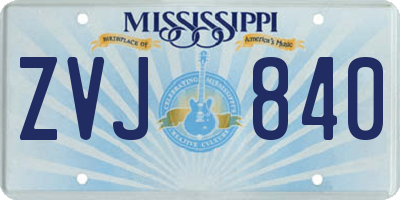 MS license plate ZVJ840