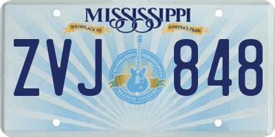 MS license plate ZVJ848