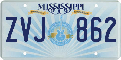 MS license plate ZVJ862